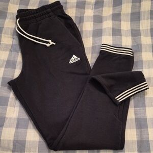 Adidas Black Sweatpant Joggers with White Accents